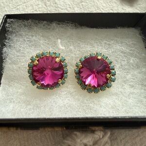 Pink and Turquoise Stud Earrings